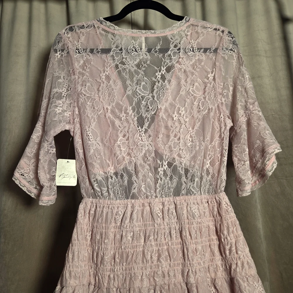 Free People Dusty Rose Lace Mini Dress Set - Picture 6 of 6